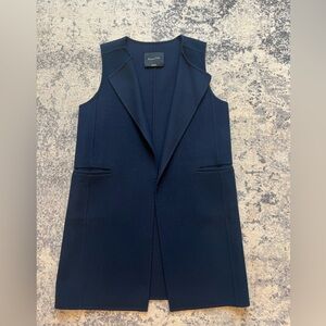 Massimo Dutti Navy Sleeveless Vest - wool